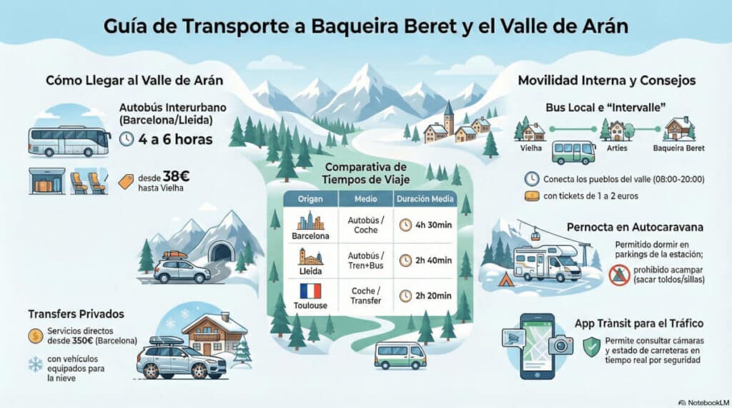 infografia como llegar a baqueira y valle de aran